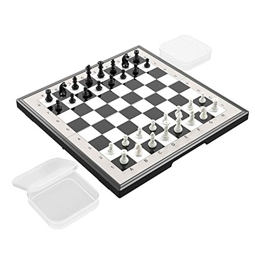 ZHZHUANG Juego de Ajedrez, Alenamiento de Piezas de Ajedrez Artesanal Magnética con 2 Cajas de Plástico Transparentes Ideal para Viajes Portátil Estrategia Plegable Juego de Ajedrez Juego,29X29Cm,29X