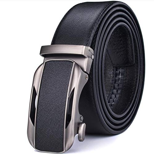 ZMK-720 Cinturones para Hombre Los Hombres De Cuero Trinquete Correa con La Hebilla Automática 3.5cm Anchura #S6886 (Color : Black, Size : 75cm (Waist 60cm))