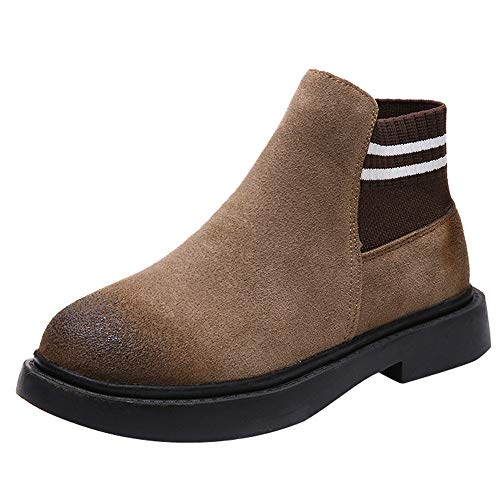 ZODOF Botas de Invierno de Moda de Mujer Moda Mujer Cuero sólido Cremallera Media Gruesas Botas Navidad Zapatos de Punta Redonda