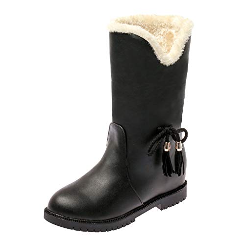 ZODOF Botas de Nieve para Mujer Botas de Nieve para Mujer, con Cordones, con Cordones de Invierno, Planas y cálidas, Zapatos con Punta Redonda