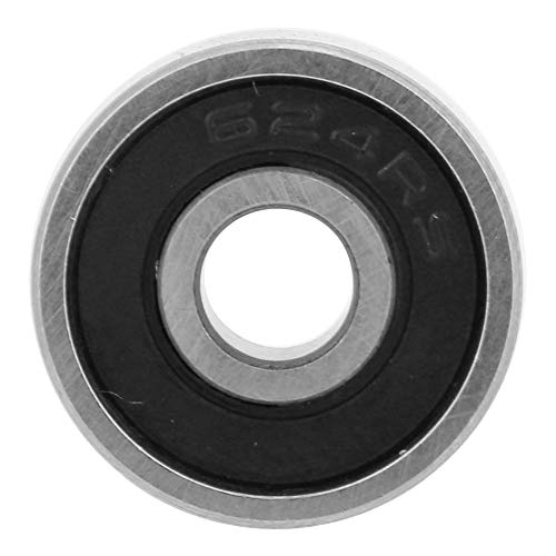 Zouminyy Rodamientos rígidos de bolas de acero, 10 piezas 3/4/5/6 mm I.D 10/13/16/19 mm O.D Rodamientos rígidos de bolas de acero de doble cara sellados con goma(624-2RS)