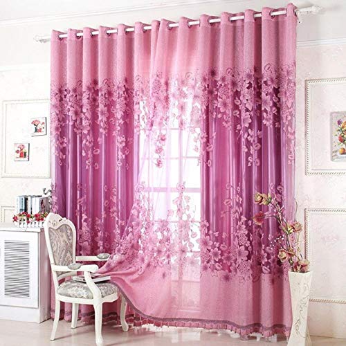 ZYXYY Cortinas de lujo con cuentas para sala de estar Tulle+Blackout cortina ventana tratamiento/drape en oro/rosa