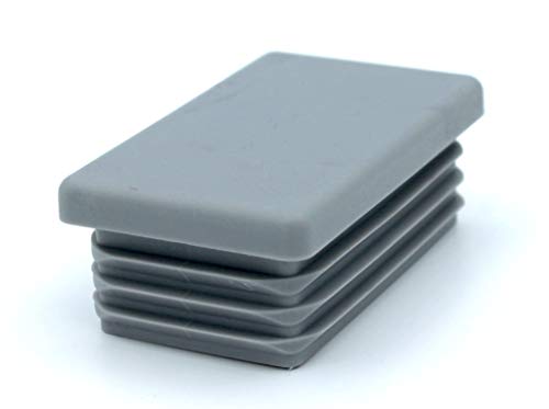 10 Piezas de tapas rectangulares de plástico para tuberías, tamaños elegible de 20x10mm a 180x60mm, tapón/ contera/ protector/ funda (medida exterior: 20x15mm, espesor de pared: 1,5-2mm, Gris)