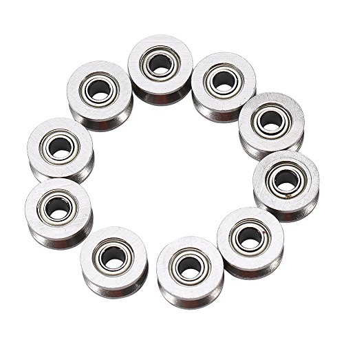 10 unids U624ZZ Mini U Groove Ball Bearing Polea de Guía de Acero al Carbono Para Carril Sistema Lineal 4 * 13 * 7mm