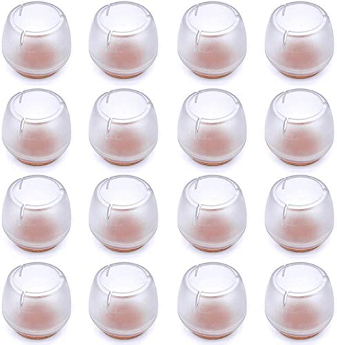 16pcs Tapas de silicona para patas de sillas Almohadillas para pies Antideslizantes Goma para muebles Tazas para pies Cubiertas de mesa Protectores de piso transparentes para patas cuadradas de 30-35M