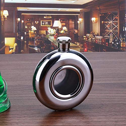 5 oz whisky de bolsillo de cadera de acero inoxidable frasco redondo semitransparente Vino portátil Petaca camping garrafones Vasos Suministros Petaca