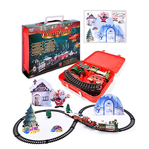 AIflyMi Juego de Trenes navideños de 22 Piezas, Entrega exprés clásica de Papá Noel con Sonido Realista, Humo y Luces, Juegos de Trenes de Juguete para árboles de Navidad Debajo del árbol