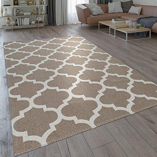 Alfombra De Tejido Plano Moderna con Tejedura Oriental Diseño Marroquí Beige, tamaño:120x160 cm