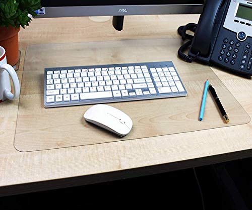Alfombrilla de escritorio transparente, de borde redondo, 110 x 60 cm, alfombrilla de ratón antideslizante para teclado para juegos, alfombrilla de protección de mesa para oficina o hogar