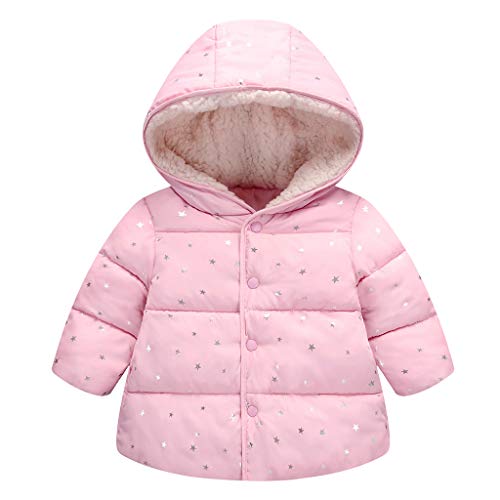 Algodón Abrigo para Niñas, Chaquetas con Capucha Invierno Calentito Ligero Abrigo Ropa para Bebés Niños