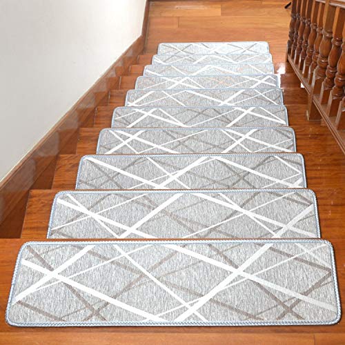 Almohadillas de protección antideslizantes 15 Conjunto de escalera Alfombra rectangular banda de rodadura Mats, libre de contaminación, increíblemente robusto for el alto tráfico 21X65CM para escalera