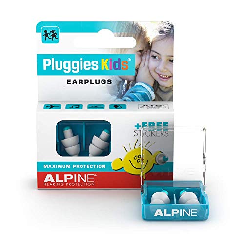 Alpine Pluggies Kids tapones para los oídos para niños y orejas pequeñas - Para niños y canales auditivos más pequeños - Para volar y nadar - Cómodo material hipoalergénico - Tapones reutilizables