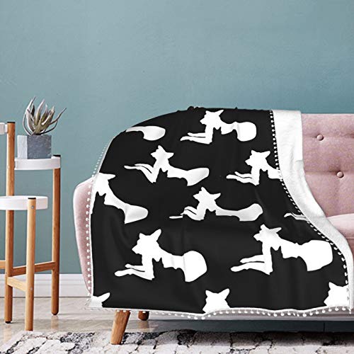 Alysai Perros Blancos y Gatos Negros acostados Juntos Manta, Manta mullida, Manta de Cama, Mantas cómodas para niños, Manta de sofá, Forro Polar Grueso de 80"x 60"