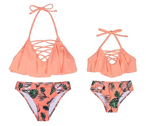 AmzBarley Traje de Baño Niña Dos Piezas Conjunto,Bañador Niña Braguita Bragas Baja y Cuello Colgante Top Set Verano Playa Piscina Nadar Natación Ropa Girls Swimwear Swimming Costume,344A/4-5 Años