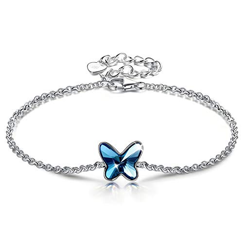 ANGEL NINA Pulsera de mariposa para niña Pulsera de cristales para niña Pulsera de plata para mujer Pulsera con dijes Pulsera de mejor amigo Pulsera de oro para mujer Regalos Dia De La Madre