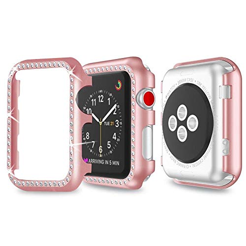 Aottom Compatible con Funda Apple Watch Series 3 38mm Protectora, Protectores Pantalla Apple Watch Series 2 38mm, Protector Case iWatch 3/2/1 Funda Diamantes de Imitación Case Protección Anti-Rasguños