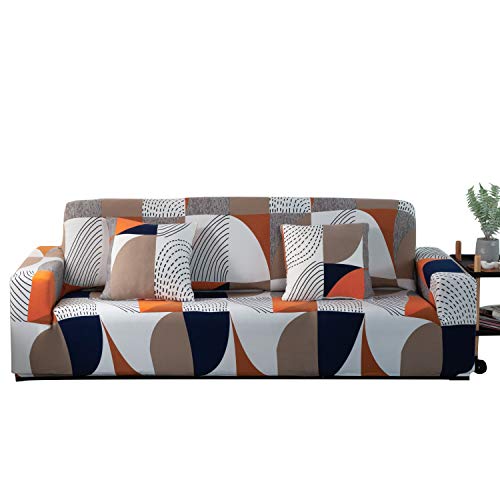 ARNTY Fundas Sofa Elasticas 1/2/3/4 Plazas,Cubre Sofa,Fundas para Sofa,Decorativas Fundas de Sofa Protector para el Sofa Chaise Longue (Vistoso-Patrón Geométrico, Funda Sofa 3 Plaza:181-230cm)