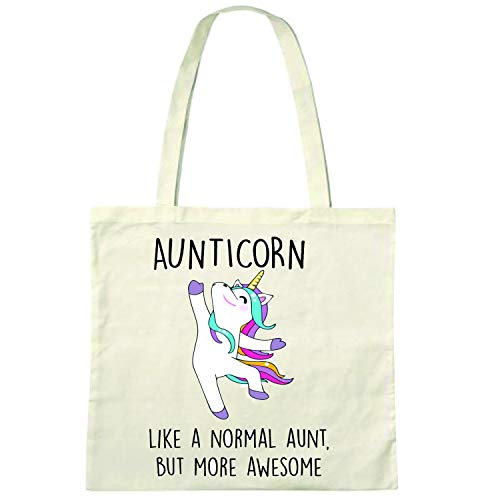 Aunticorn - Bolsa de playa reutilizable (410 mm de alto x 485 mm de ancho), diseño de bolsa de la compra