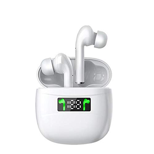 Auriculares Bluetooth, Auriculares inalámbricos Bluetooth 5.2 con micrófonos HD, Auriculares Impermeables IPX5 con Estuche de Carga rápida USB-C, Sonido Estéreo, Control táctil Inteligente (Blanco)