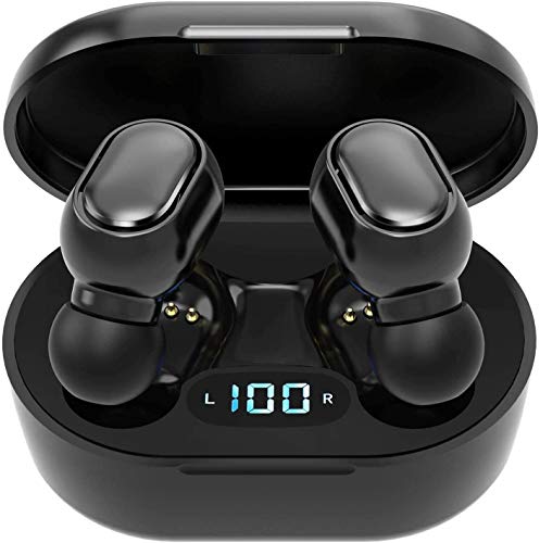 Auriculares inalámbricos Bluetooth 5.0 con caja de carga, micrófono integrado, control táctil, 40 horas de duración, sonido estéreo HD 3D para iOS y Android S05
