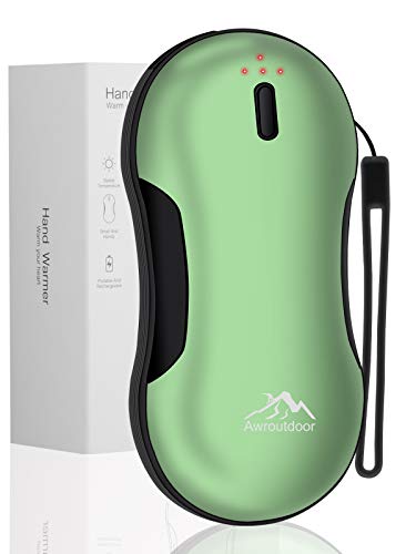 Awroutdoor Calentador de Mano Recargable, 9000mAh Carga Rápida Calentadores de Manos Bolsillo USB, Alta capacidad Power Bank Calentador de Mano eléctrico de Reutilizable para Esquiar, Acampar, Caminar