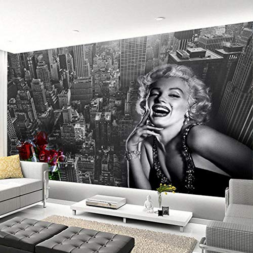 Awttmua Moderno Edificio Blanco Y Negro Simple Marilyn Monroe Papel Tapiz Fotográfico Sala De Estar Restaurante Centro Comercial Decoración Mural 3D Fresco 140cmx100cm