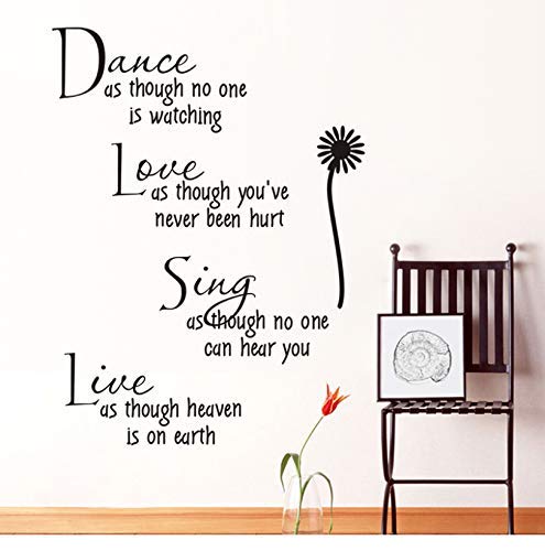 Baila como si nadie estuviera mirando Love Quote Tatuajes de pared Pegatinas de pared de PVC extraíbles Decoración para el hogar Dormitorio Diy Wall 75X25cm