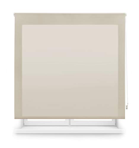 Blindecor Ara - Estor enrollable translúcido liso, Marrón Claro, 100 x 250 cm (ancho x alto)
