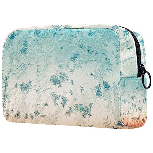 Bolsa de Maquillaje Organizador Small CosmeticBagsforWomen Neceser de Viaje Neceser Estuche de Maquillaje Monedero Bolso Frozen Snowflakes and Frost