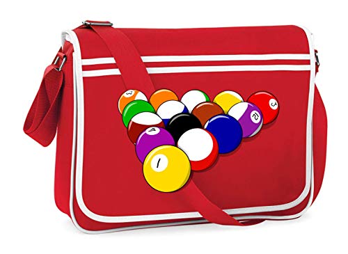 Bolsa para el hombro de la marca Druckerlebnis24 – Pelotas de piscina juego de billar – Bolso bandolera adecuado para escuela, universidad, ordenador portátil trabajo