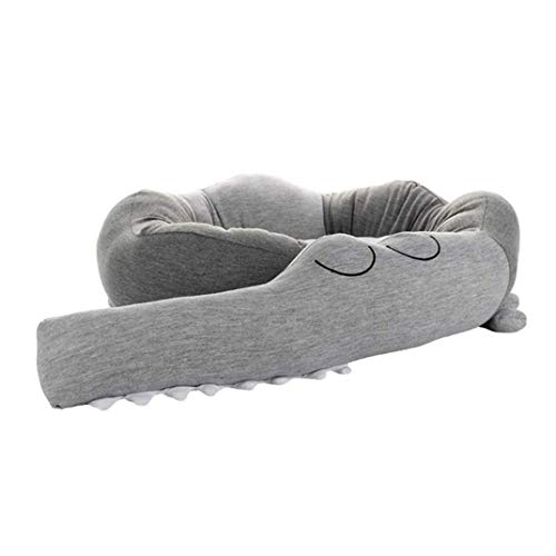 Borde de la cama, almohada de cuna, 185 cm de longitud Estilo de cocodrilo Cuna de cama para cuna Manta Cojín Protector de borde Protector de cabeza para cuna (gris)