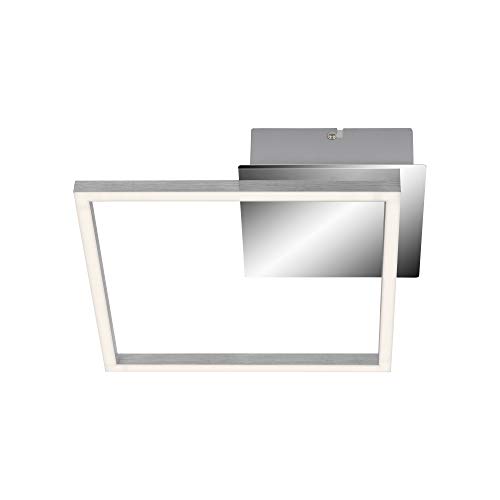 Briloner Leuchten LED, lámpara de Techo Regulable, con función de Memoria, 9,7 W, 900 Lumen, 3000 Kelvin, Cromo Aluminio, 280 x 280 x 60 mm (Largo x Ancho x Alto)