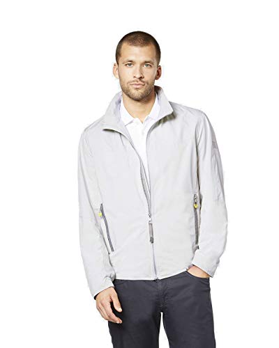 Bugatti Chaqueta impermeable para hombre, colección Be Visible azul y beige, ligera, cuello alto, ajuste moderno, rayas reflectantes (número de artículo: 571600-59086) beige 52