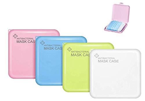 Caja para Guardar Mascarillas Multicolor - Estuche para Mascarilla No Tóxico Pack 4 Colores (Rosado Verde Blanco Azul) - Funda Porta Mascarilla ffp2 - Bolsa Portátil de Almacenamiento de Mascarilla