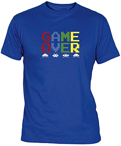 Camisetas EGB Camiseta Game Over Adulto/niño ochenteras 80´s Retro (M, Morado)