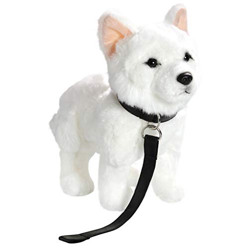 Carl Dick Perro Pastor Blanco con Correa de Perro de Peluche, 26cm de Largo y 22cm de Alto 3485