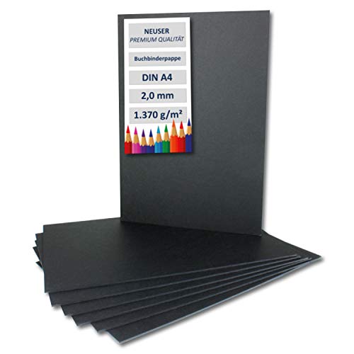 Cartón de encuadernación de 2 mm extremadamente resistente, color DIN A4 negro – 2,0 mm 20 unidades