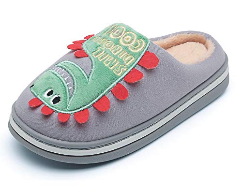 CELANDA Zapatillas Invierno Niños Niñas Zapatillas Interior Casa Caliente Zapatos Suave Algodón Antideslizantes Pantuflas,Gris, 36/37 EU (Tamaño del Fabricante: 250)