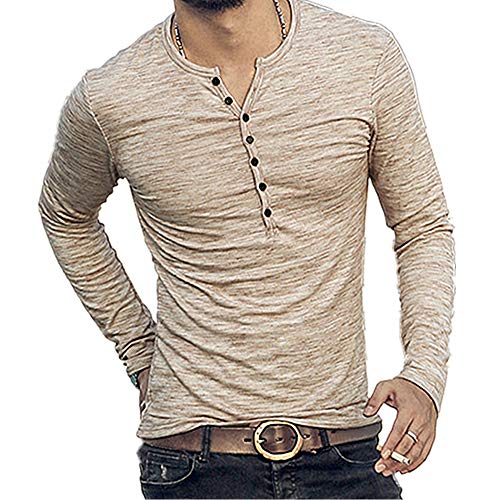 Chickwin Casual Camisa para Hombre, T Camisas Slim Fit Camisas Playa Hombres Manga Corta Casual Transpirable Top Blusas de Trabajo (XL, Caqui)