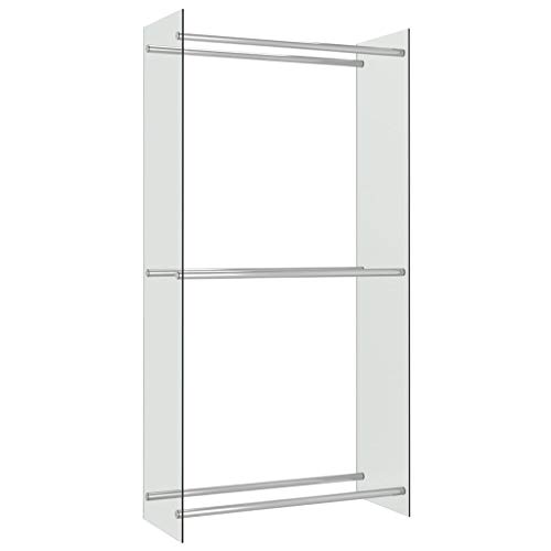 Cikonielf Estante de Cristal Transparente para Leña, 80 x 35 x 160 cm, Leñero para Interior Moderno, Estante de Registro de Chimenea