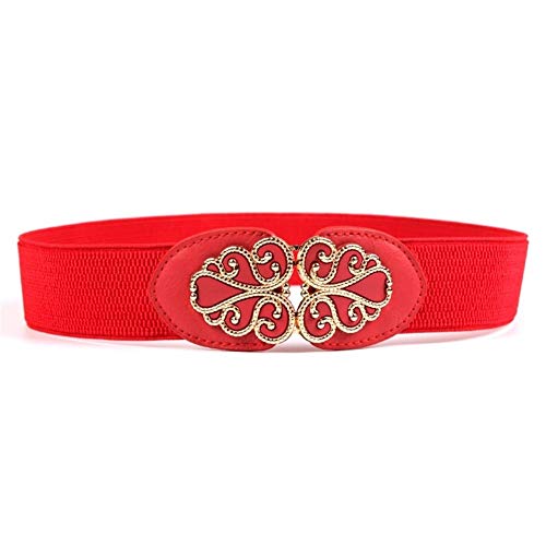 Cinturones Mujeres De Moda Señoras Elásticos Cummer Bunds Adelgaza La Correa De Cintura Vestido De Cinturón Femenino Cinturón (Belt Length : 85cm, Color : PD703 Red)