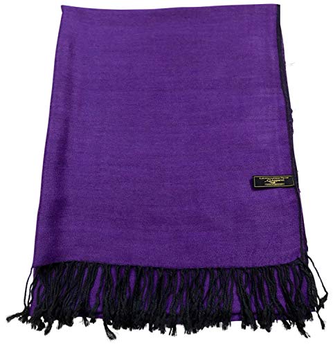 CJ Apparel Púrpura y Negro Diseño Sólido Color Chal Pashmina Abrigo de la Bufanda de la Estola NUEVO