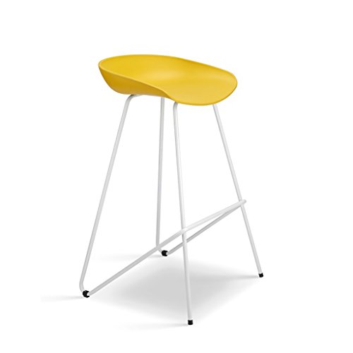 CL& Taburetes de Bar, Silla Moderna para Bar, andamio de plástico Gris/Blanco/Amarillo PP y andamio de Hierro Forjado, Aptos para mostrador, Barra de Desayuno de Cocina, 2 Colores, 65 cm / 75 cm S