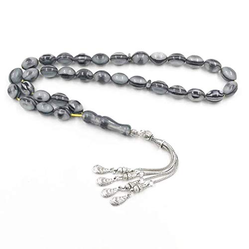 CLEARNICE Tasbih Rosario Resina Gris 33 Cuentas Eid Regalo Pulsera Musulmana Rosario Accesorios De Joyería Islámica Misbaha Moda Árabe Longitud Total 38 Cm