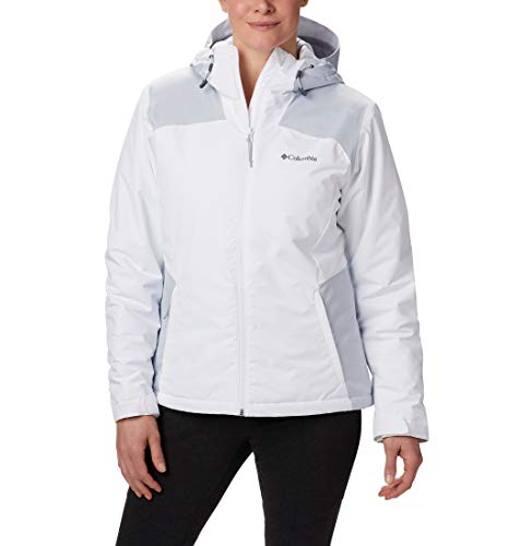 Columbia Tipton Peak Insulated Chaqueta De Esquí con Capucha, Mujer, Blanco, Gris (White/Cirrus Grey), S