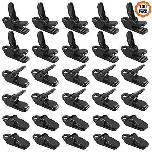 Dadabig 100Pcs Pinza de Tienda Clips de Lona Abrazaderas para Toldos, Clip de Tienda Alta Resistencia a Prueba de Viento, Pinza de Sujeción de Carpa de Plástico para Camping al Aire Libre (Negro)