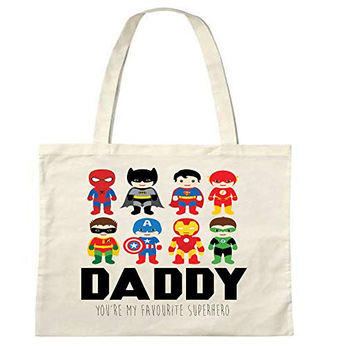 Daddy Superhero - Bolsa de la compra para gimnasio o playa (410 mm de alto x 485 mm de ancho)