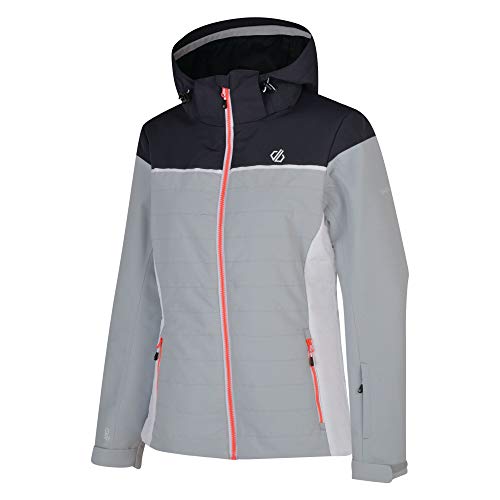 Dare 2b Sightly Waterproof & Breathable Quilted Silhouette Ski & Snowboard Jacket with High Loft Insulation and Taped Seams Chaquetas aislantes Impermeables, Mujer, Argent Grey/Ebony Grey, 10