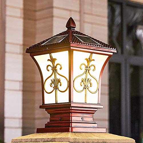 DFJU Solar Energy Post Column Lamp Waterproof Outdoor Pillar Lamp Fence Column Post Lights Remote Control Grass Floor Lamp Aluminum Bollard Light Garden Stigma Light