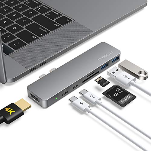 dodocool Hub USB USB C Hub, Type C Hub para Macbook Pro 2019/2018/2017/2016 Macbook Air 2019/2018, 7 en 1, Adaptador con 2 Puertos USB 3.0, 2 Tipo C, Lector de Tarjetas SD/TF, Puerto HDMI 4K